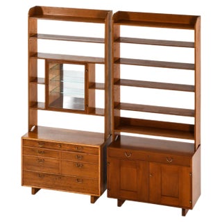 Bookcases in Mahogany, Brass and Mirrored Glass attributed to Josef Frank, 1950s, Set of 2 For Sale