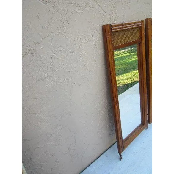 Hollywood Regency Hollywood Regency Style Wood Dresser Mirrors in Honey Color - Set of 2 For Sale - Image 3 of 13