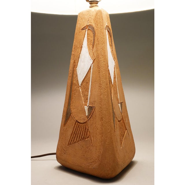 A sculpturally dynamic and profound large Indigenous Southwestern Brutalist Sgraffito Art pottery sculpture terra cotta...