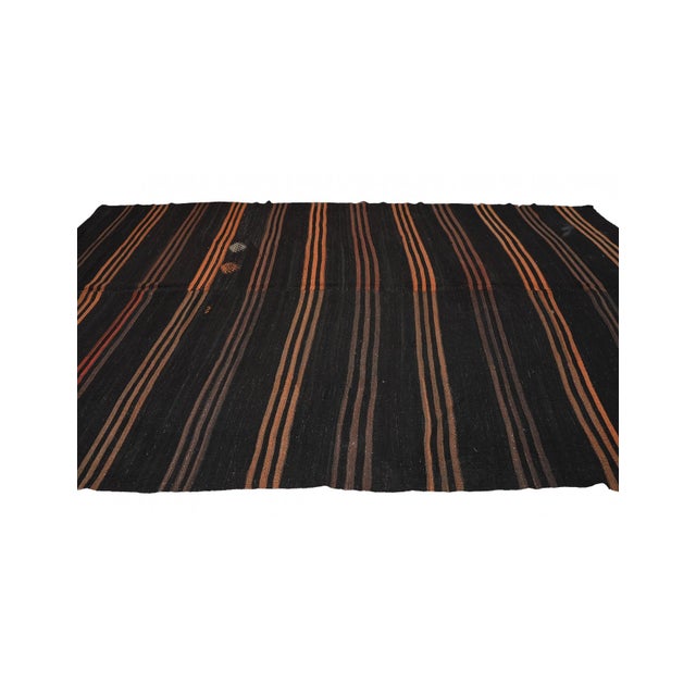 Large Vintage Brown & Orange Kilim Rug - 8`4″ X 12`10″ For Sale - Image 4 of 6