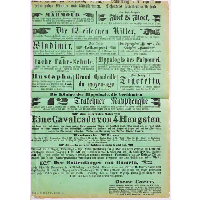 1881 Gerrit Jan Thieme German Circus Poster (Green) - 'Circus O. Carré' (Pair) For Sale - Image 6 of 8