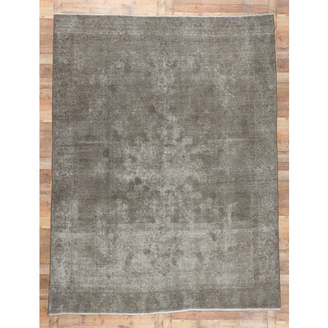Mid 20th Century Vintage Distressed Gray Rug - 08'09 X 11'04 For Sale - Image 9 of 10
