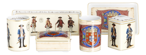 Porcelain Cups, Trays and Boxes from Vista Alegre, Set of 6