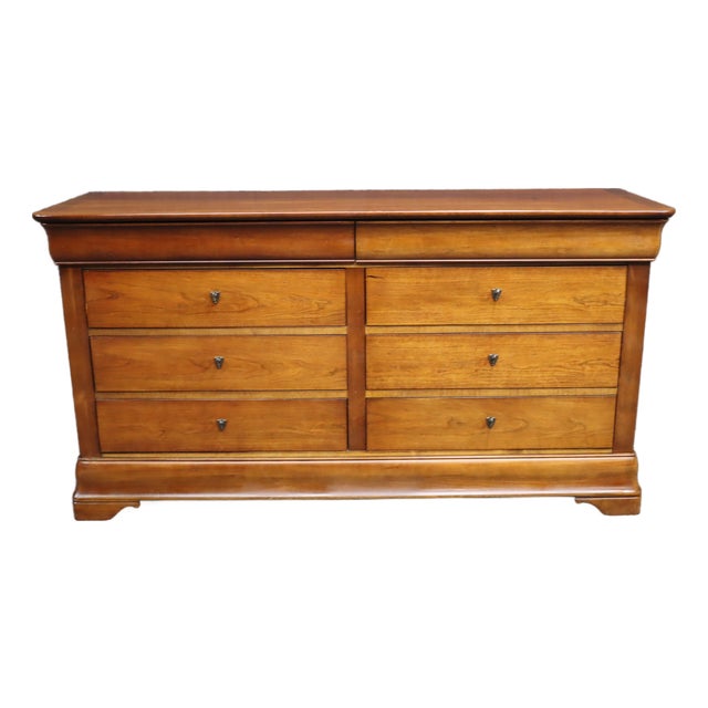National Mt. Airy Louis Philippe Style Cherry Double Dresser For Sale