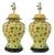 Pair of Hand-Painted Spotted Yellow Ceramic Table Lamps For Sale