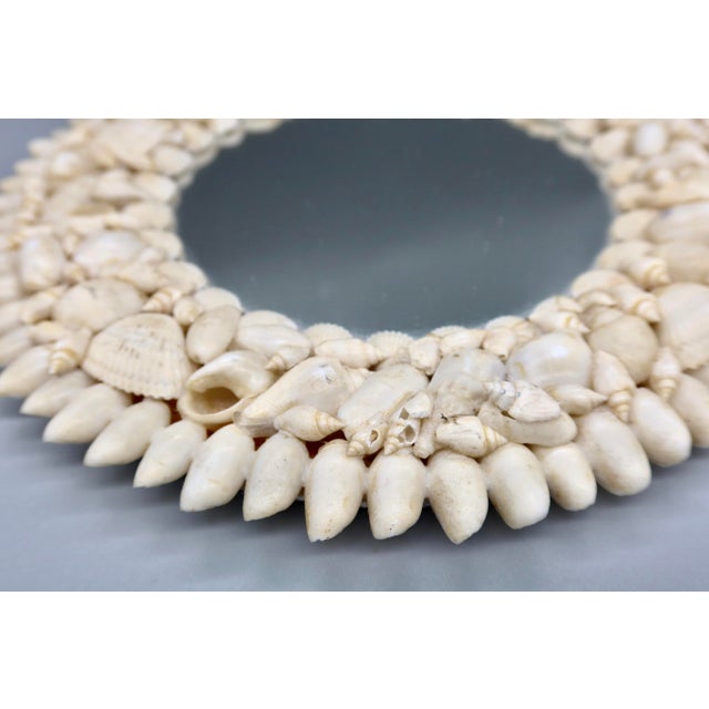 Late 20th Century Vintage Shell Encrusted Round Mirror For Sale - Image 5 of 5