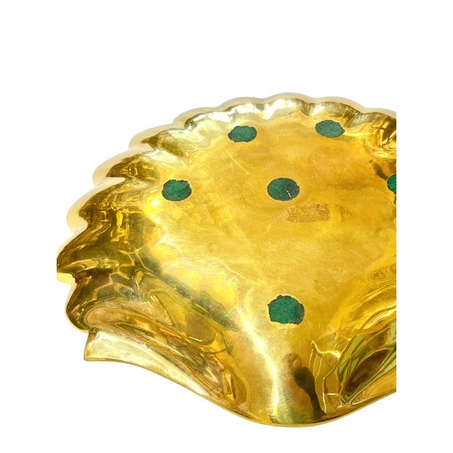 Vintage Large Size Hollywood Regency Brass Shell Dish Catchall For Sale - Image 6 of 8