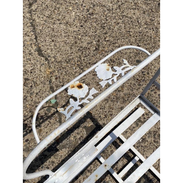 White Vintage Meadowcraft Style Dogwood Wrought Iron Garden Patio Set Sofa Chairs - 3 Pc Set For Sale - Image 8 of 12