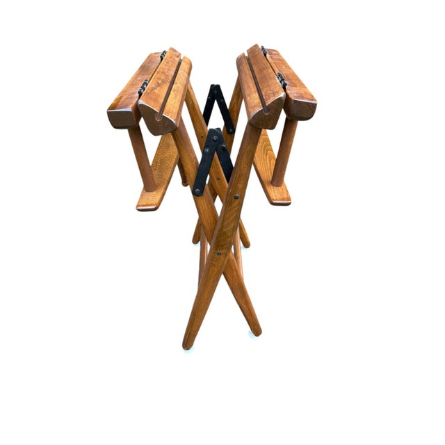 Walnut Directors Chair Folding New Canvas Textile Seat For Sale - Image 10 of 12