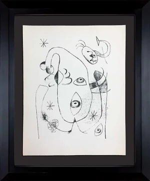 Joan Miro Lithograph 1947 Limited Edition W/Catalog Ref: C13 & Frame Included