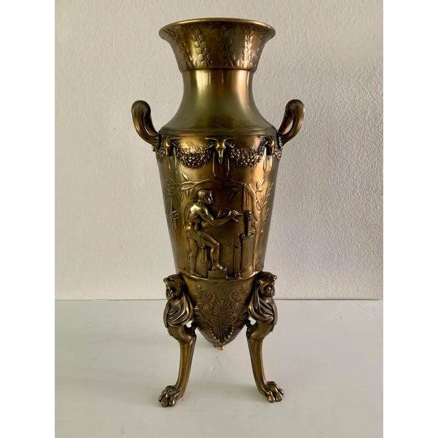 Metal Antique French Bronze Vessel Urn - F. Levillain Jardiniere Vase For Sale - Image 7 of 12