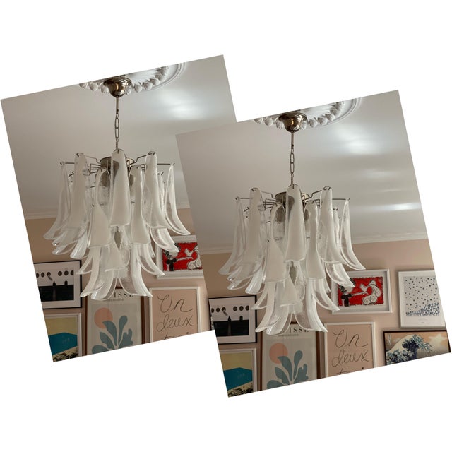 Bold Eclectic White Murano Chandeliers, Set of 2 For Sale - Image 10 of 10
