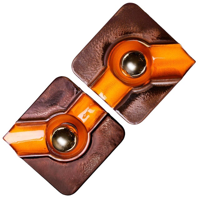 Mid-Century Modern Orange Ceramic Wall Lamp from Goebel, Germany, 1970s For Sale - Image 3 of 8