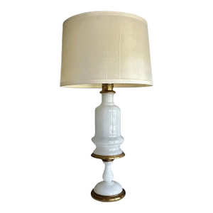 Single Frederick Cooper Brass and Opaline Glass Table Lamp