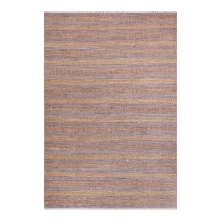 Rustic Grey/Gold High Low Wool Rug - 6'5'' X 9'11'' For Sale