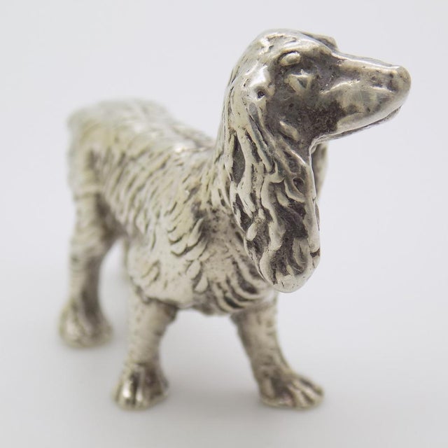 Metal Vintage Italian Handmade Genuine Silver Cocker Spaniel Dog Figurine, 1960s For Sale - Image 7 of 11