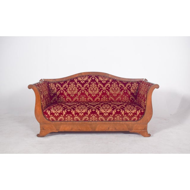Wood Empire French Canape Upholstered in Red Fabric For Sale - Image 7 of 10