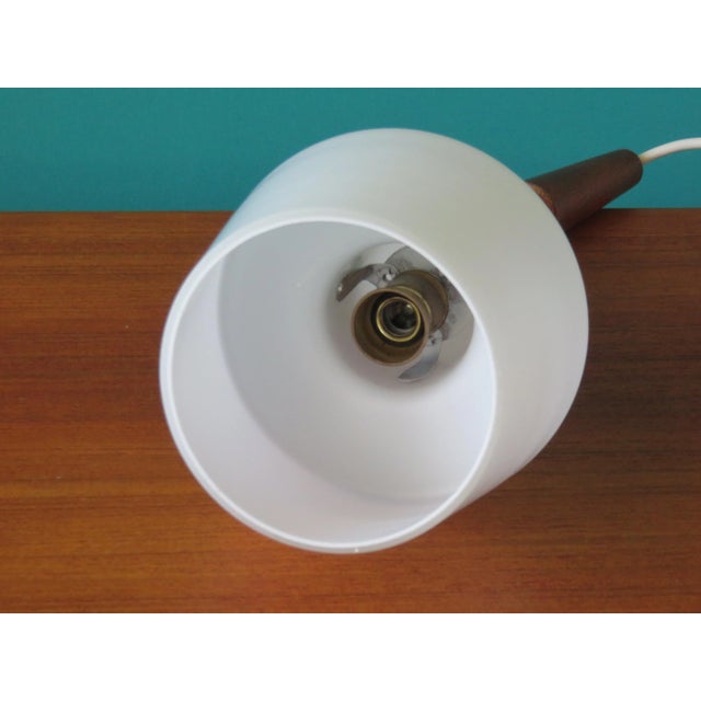Opaline Glass and Teak Pendant Lamps from Horn Collection, 1950s, Set of 2 For Sale - Image 3 of 7
