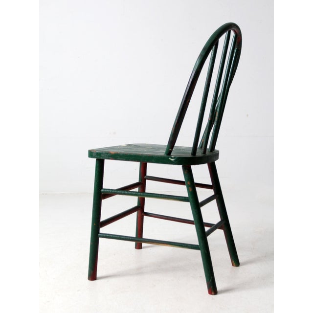Early 20th Century Vintage Green Windsor Style Farmhouse Chair For Sale - Image 5 of 12