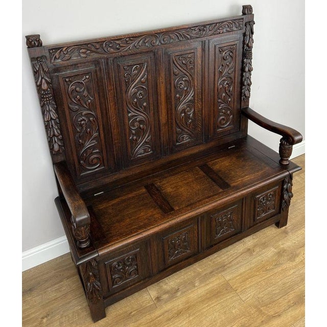 French Style Monks Bench in Oak For Sale - Image 4 of 16