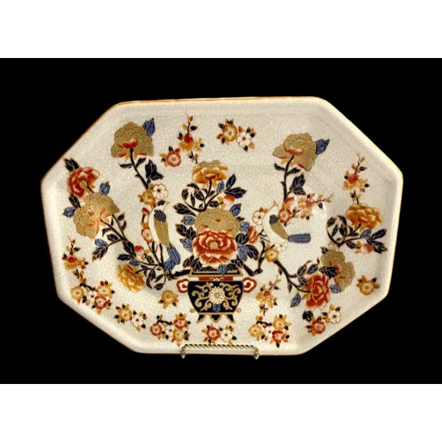 Hand Decorated Oriental Ceramic Platter in excellent condition. This is an antique reproduction. The colors on this...