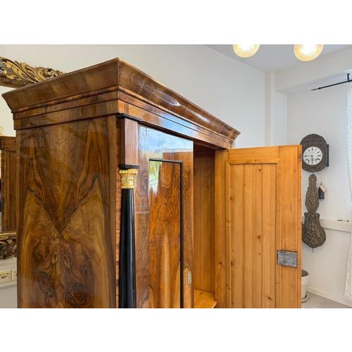 Antique Empire Column Cabinet in Walnut For Sale - Image 16 of 18