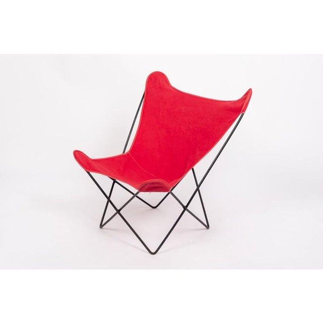 Vintage Mid Century Red Butterfly Canvas and Metal Chair by Knoll, 1970s For Sale - Image 10 of 10