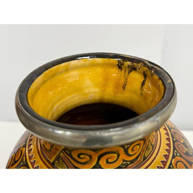 Mustard Moroccan Ceramic Vase + Bowl, Set of Two For Sale - Image 8 of 12