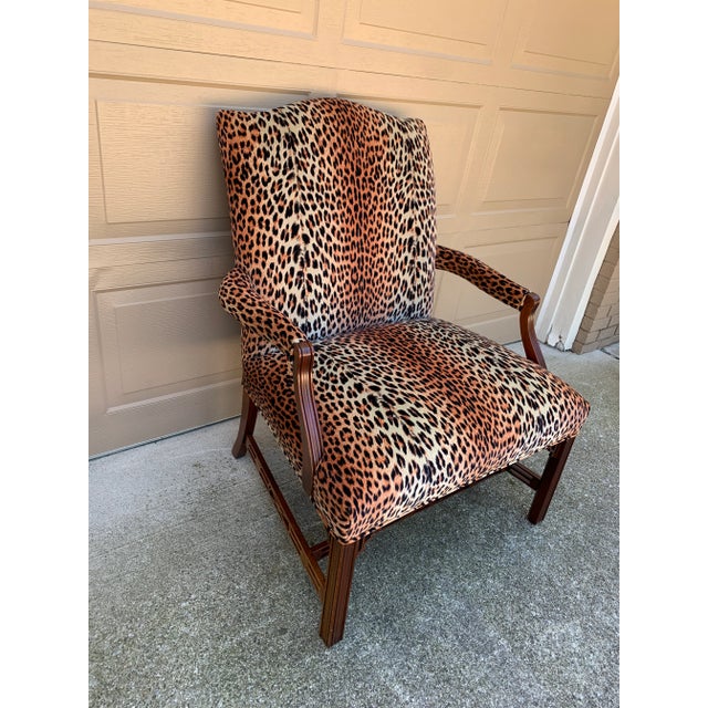 Late 20th Century English Chippendale Mahogany Armchair in Leopard Upholstery For Sale - Image 5 of 12