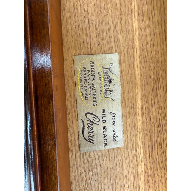 English Pair of Vintage Henkel Harris Chippendale Style Black Cherry 4 Drawer Nightstands or Chests. For Sale - Image 3 of 18