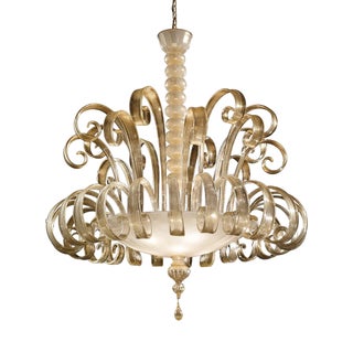 Venetian White and Gold Murano Style Glass Chandelier from Simoeng For Sale