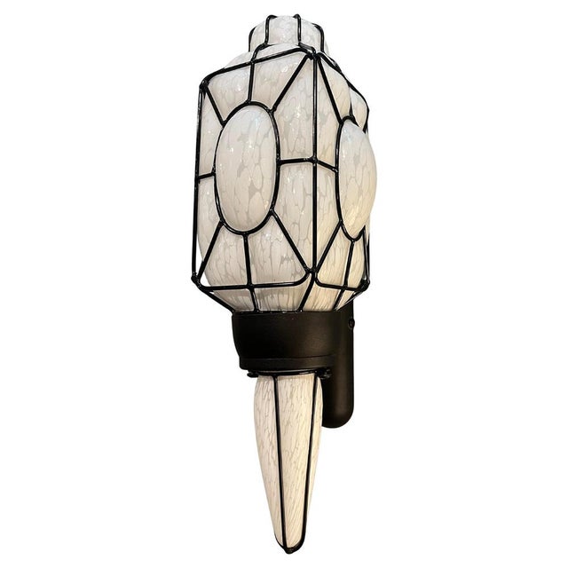 Black Polychrome Murano Glass Wall Lamp with Black Metal Frame, Italy, 1980s For Sale - Image 8 of 8