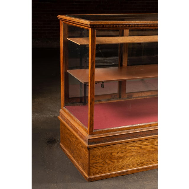 Antique Oak & Glass Retail Showcase With Storage Base For Sale - Image 10 of 16