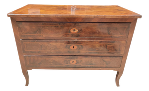 Louis XVI Chest of Drawers in Inlaid Walnut Burl Veneer, Lazio, Italy