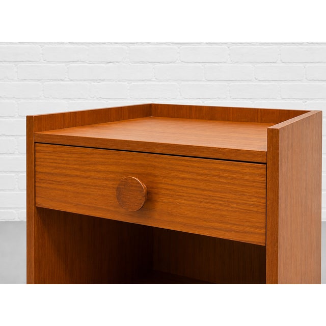 Wood Pair of Danish Mid Century Modern Teak Nightstands, C. 1960's For Sale - Image 7 of 14