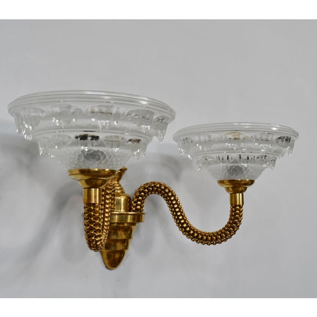 1930s A Pair of French Art Deco Wall Sconces by Boris Lacroix 1930s France For Sale - Image 5 of 13