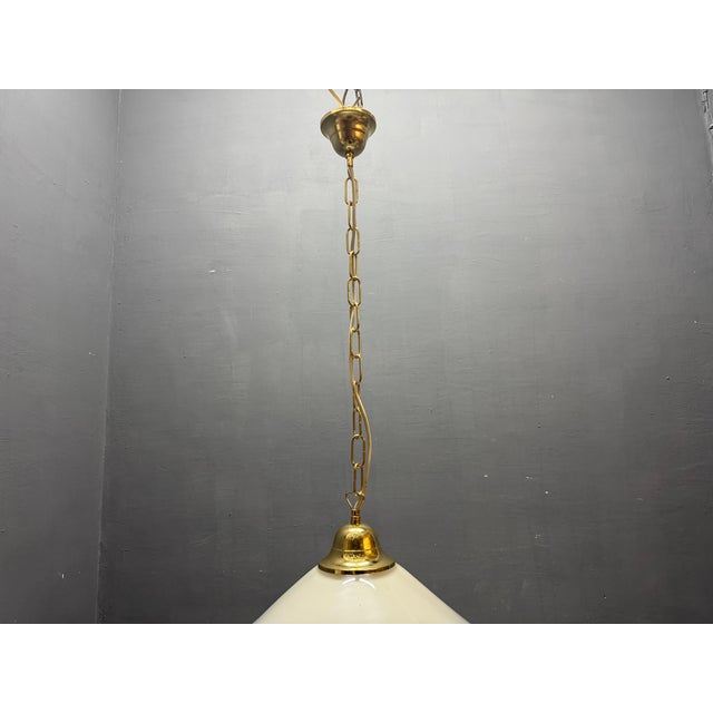 Mid-Century White Murano Glass Pendant Light with Black Rim, Italy, 1970s For Sale - Image 13 of 14