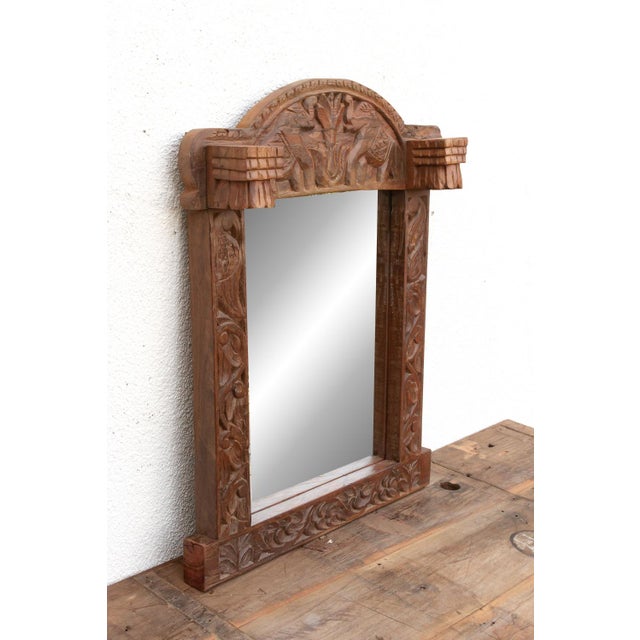1980s Royal Elephant High-Relief Carved Mirror For Sale - Image 5 of 9