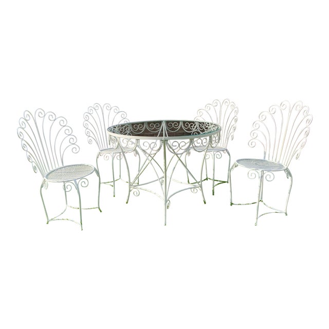 Italian Wrought Iron Patio Set Set of 5 Chairish