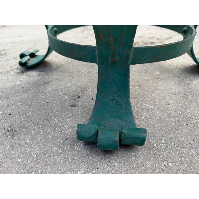 Vintage Hand-Painted Iron Petite Cocktail Table With Tessellated Travertine Top For Sale - Image 4 of 11