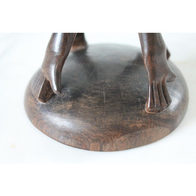 Wood Vintage Folk Art Hand Carved Wood African Decorative Object For Sale - Image 7 of 10