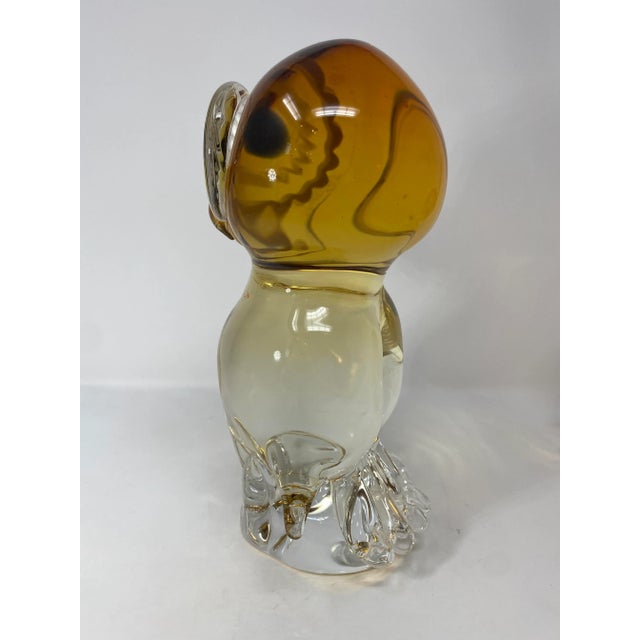 Amber Murano Glass Owl by Zanetti For Sale - Image 4 of 4