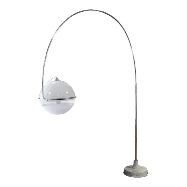 Vintage 1970s Fabio Lenci for Guzzini Italian Arc Floor Lamp Mid Century Modern For Sale