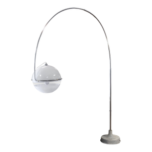 Vintage 1970s Fabio Lenci for Guzzini Italian Arc Floor Lamp Mid Century Modern