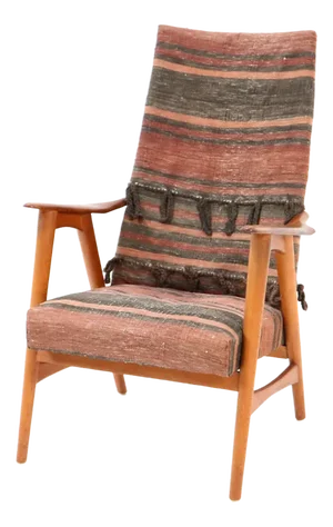 Mid-Century Modern Teak Lounge Chair With Kilim Upholstery, 1960s