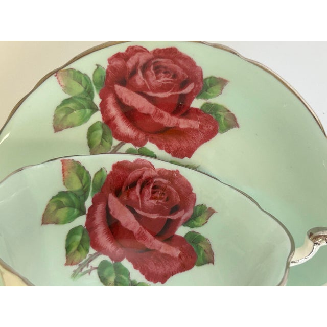 Vintage Paragon English Bone China Rose Teacup and Saucer For Sale - Image 4 of 11
