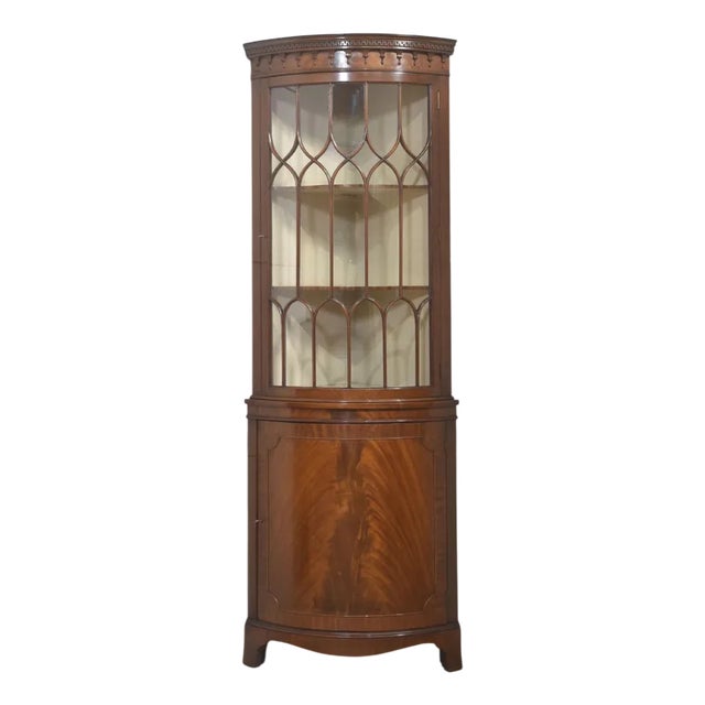Georgian Style Mahogany Corner Cabinet, 1890s For Sale