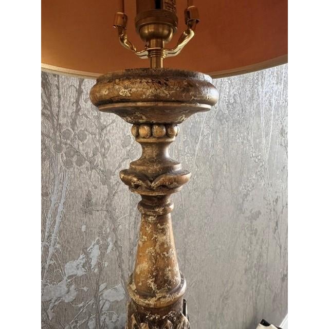 French French Table Lamp With Linen Fabric Shade For Sale - Image 3 of 3