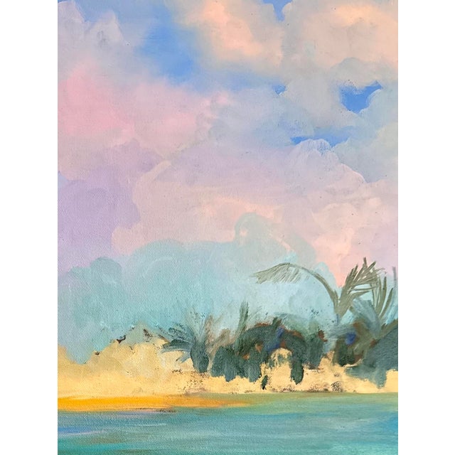 "La Dolce Vita" by Javiera Da Fonseca Ilić, California Tropical Beach Scene, Dreamy Figurative Coastal Painting, Original Oil Painting For Sale - Image 4 of 7