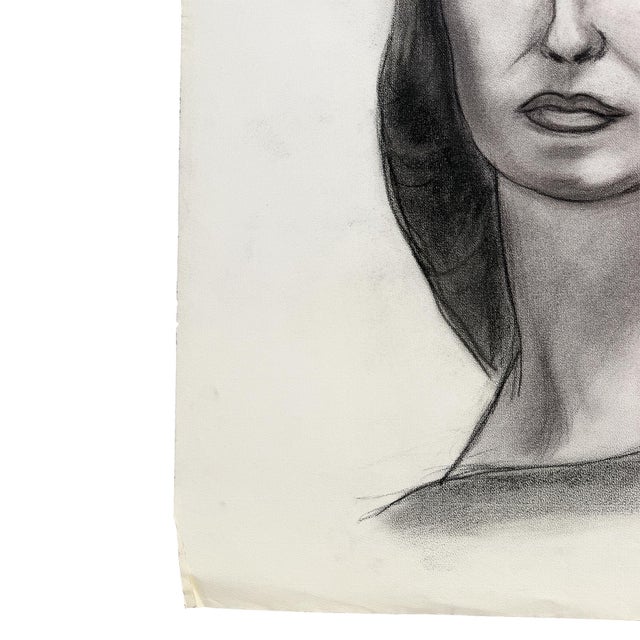 An original charcoal portrait drawing on paper by Oklahoma artist and commercial illustrator Donna Foreman Hopper. The...